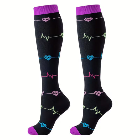 Paquete de 4 Calcetines de Compresión ECG - Hasta la Rodilla para Enfermeras y Corredores