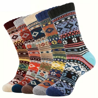 Paquete de 5 Calcetines Gruesos de Lana para Hombre - Cálidos para Invierno y Senderismo