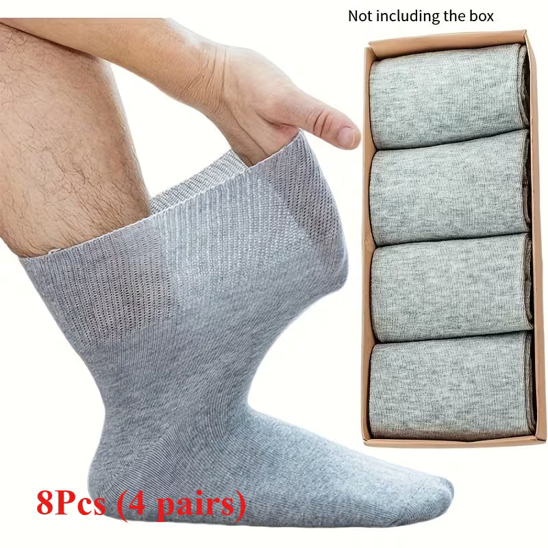 Paquete de 8 Calcetines Extra Grandes - Diseño Ancho y Suave para Pies Hinchados
