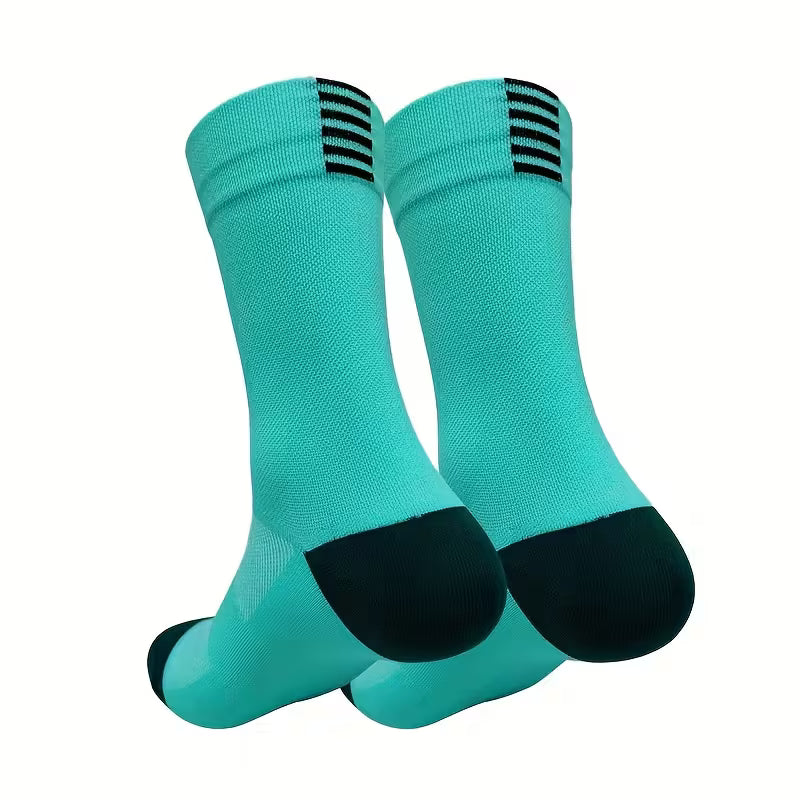 Set de Calcetines de Ciclismo a Media Pantorrilla - Elásticos, Transpirables y Cómodos