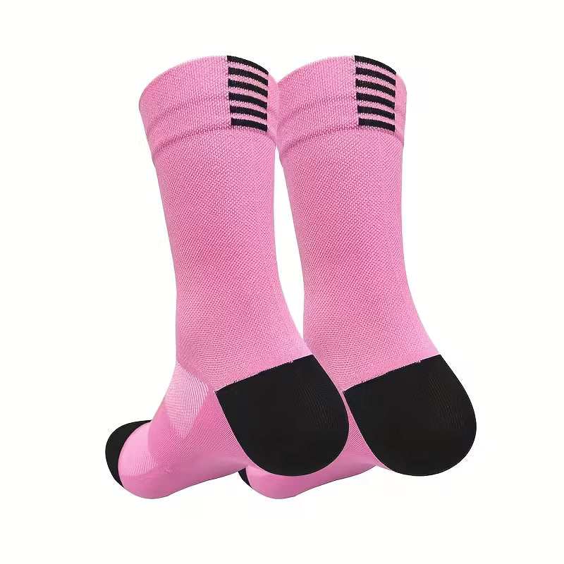 Set de Calcetines de Ciclismo a Media Pantorrilla - Elásticos, Transpirables y Cómodos