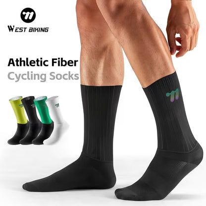 Calcetines de Ciclismo Aerodinámicos - Tela Italiana y Compresión Graduada