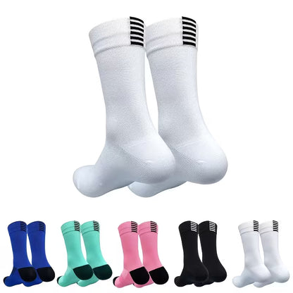 Set de Calcetines de Ciclismo a Media Pantorrilla - Elásticos, Transpirables y Cómodos