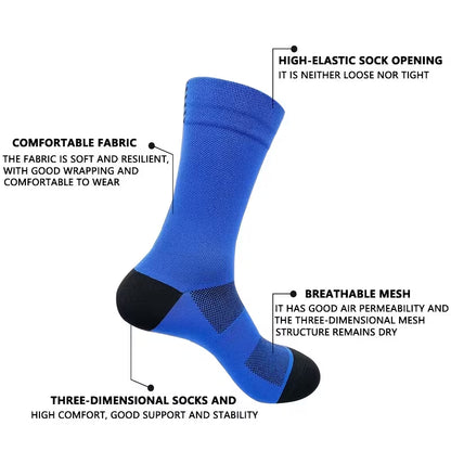 Set de Calcetines de Ciclismo a Media Pantorrilla - Elásticos, Transpirables y Cómodos