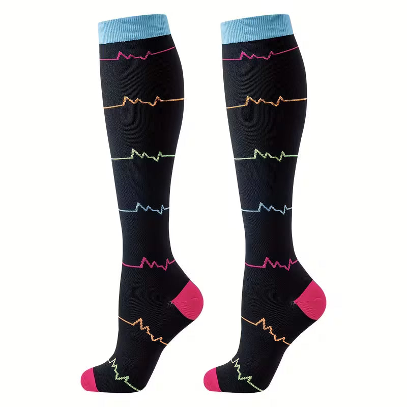 Paquete de 4 Calcetines de Compresión ECG - Hasta la Rodilla para Enfermeras y Corredores
