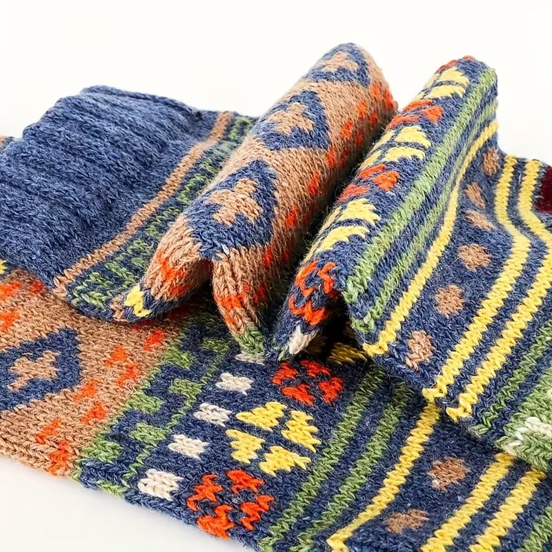 Paquete de 5 Calcetines Gruesos de Lana para Hombre - Cálidos para Invierno y Senderismo