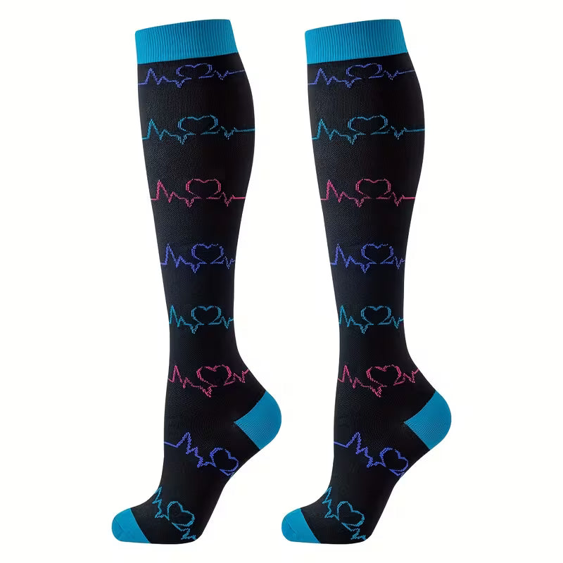 Paquete de 4 Calcetines de Compresión ECG - Hasta la Rodilla para Enfermeras y Corredores