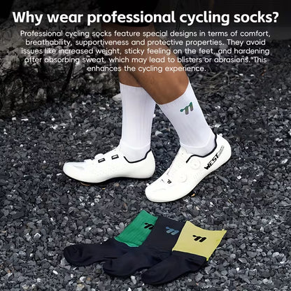 Calcetines de Ciclismo Aerodinámicos - Tela Italiana y Compresión Graduada