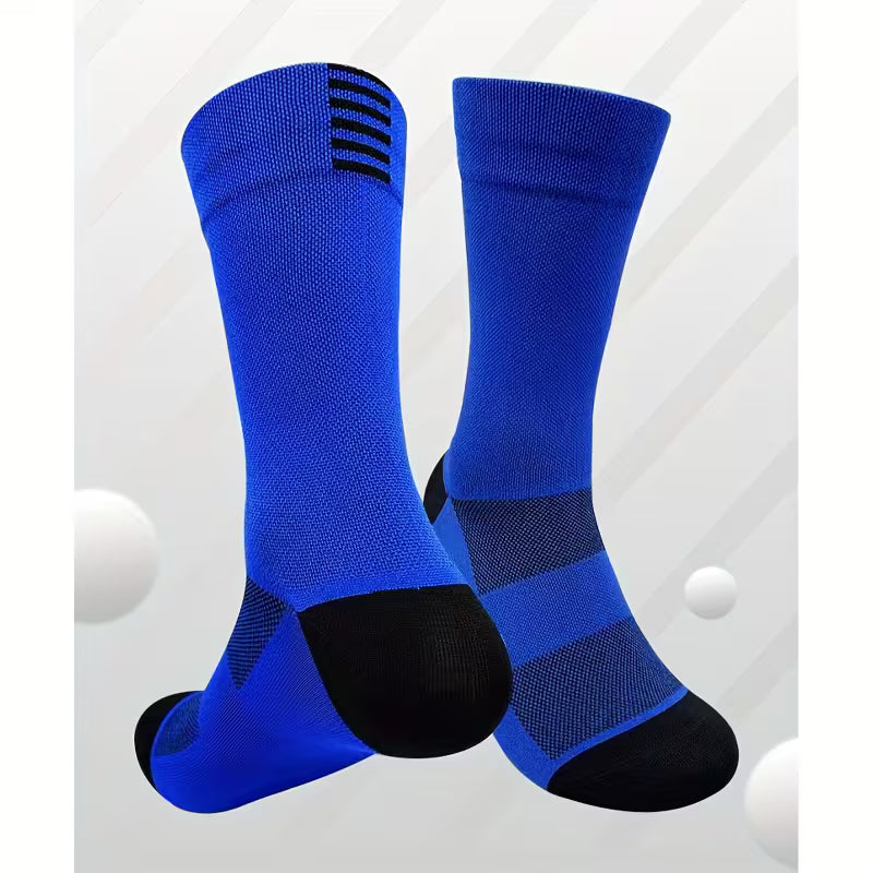 Set de Calcetines de Ciclismo a Media Pantorrilla - Elásticos, Transpirables y Cómodos