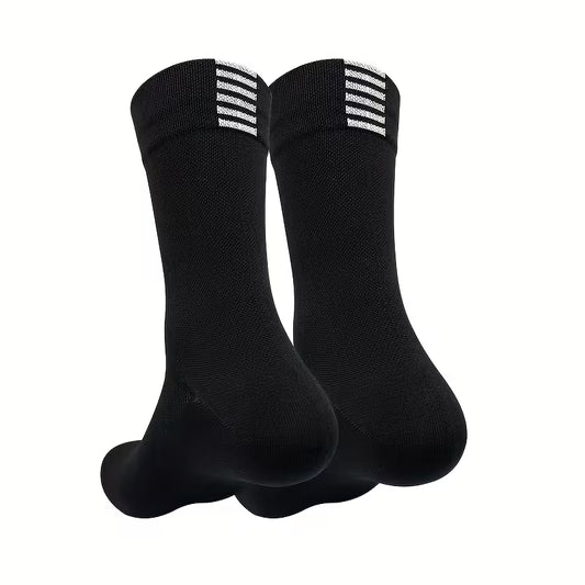 Set de Calcetines de Ciclismo a Media Pantorrilla - Elásticos, Transpirables y Cómodos